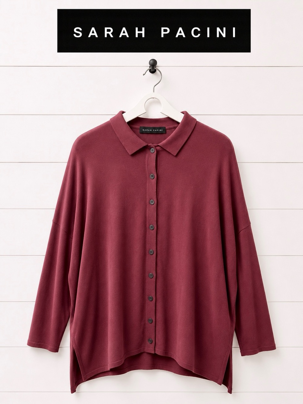 SARAH PACINI Burgundy Knit Top One Size Made in Italy